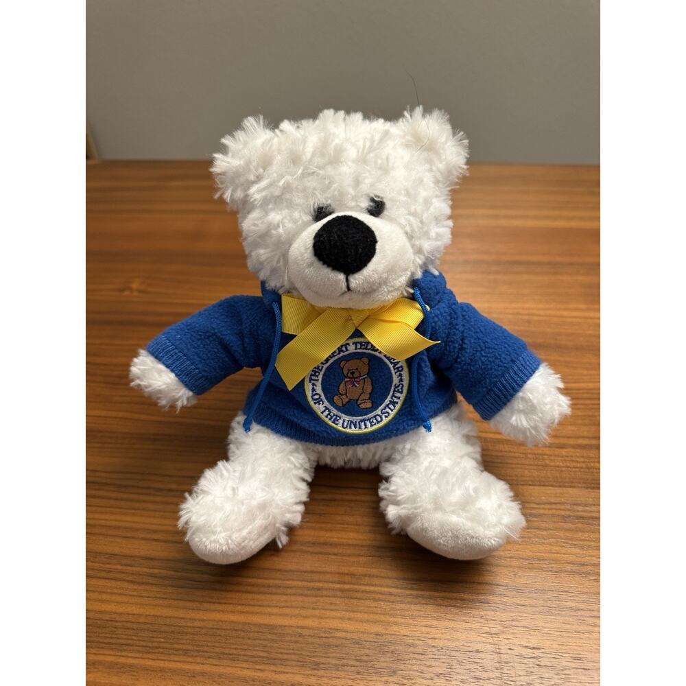 The Great Teddy Bear of the United States White Blue Plush Stuffed Animal Toy